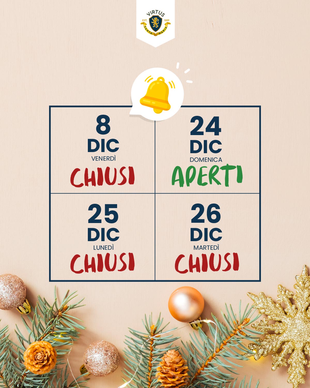 Aperture e Chiusure Dicembre 2023 Aperture e Chiusure Dicembre 2023