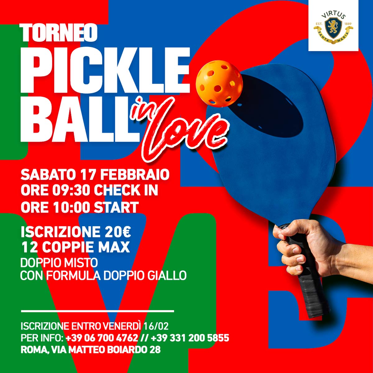Torneo Pickleball in Love 17 Febbraio 2024 Torneo Pickleball in Love 17 Febbraio 2024