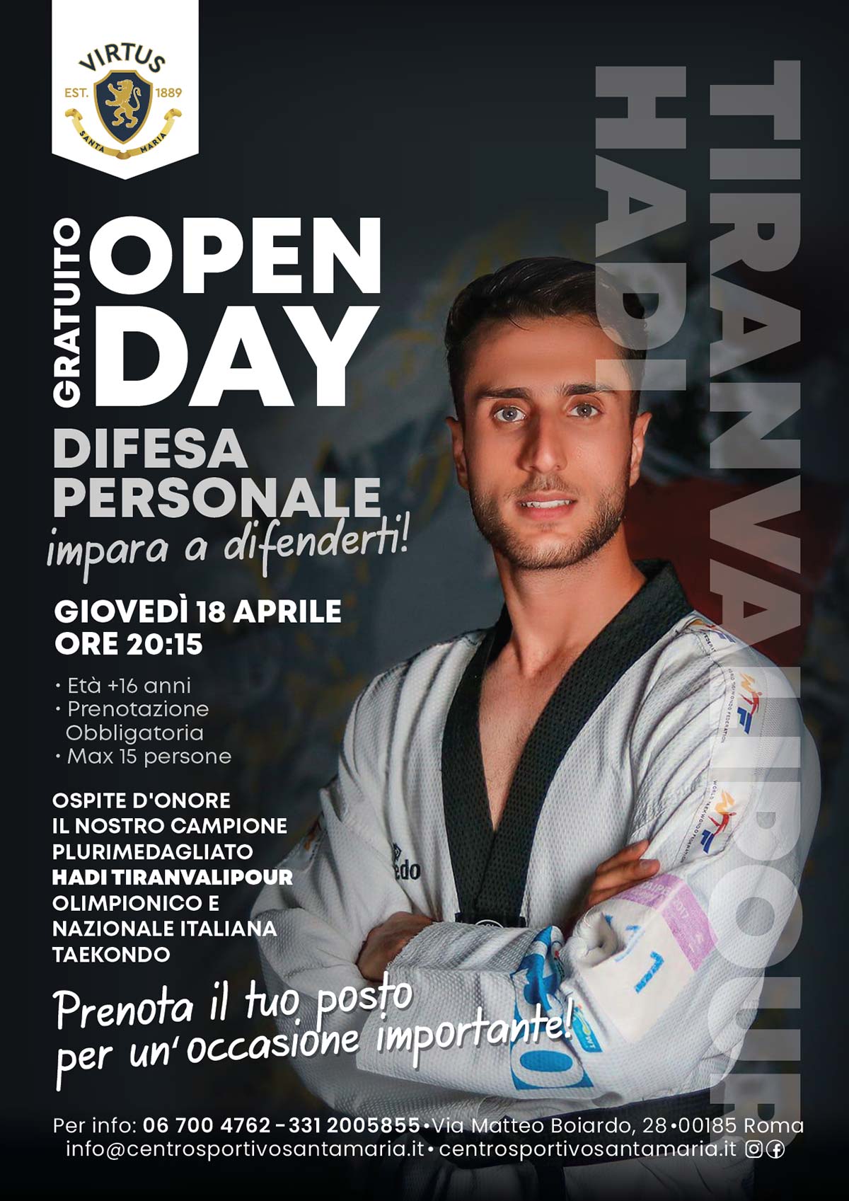 Difesa Personale - Open Day Giovedì 18 Aprile Difesa Personale - Open Day Giovedì 18 Aprile