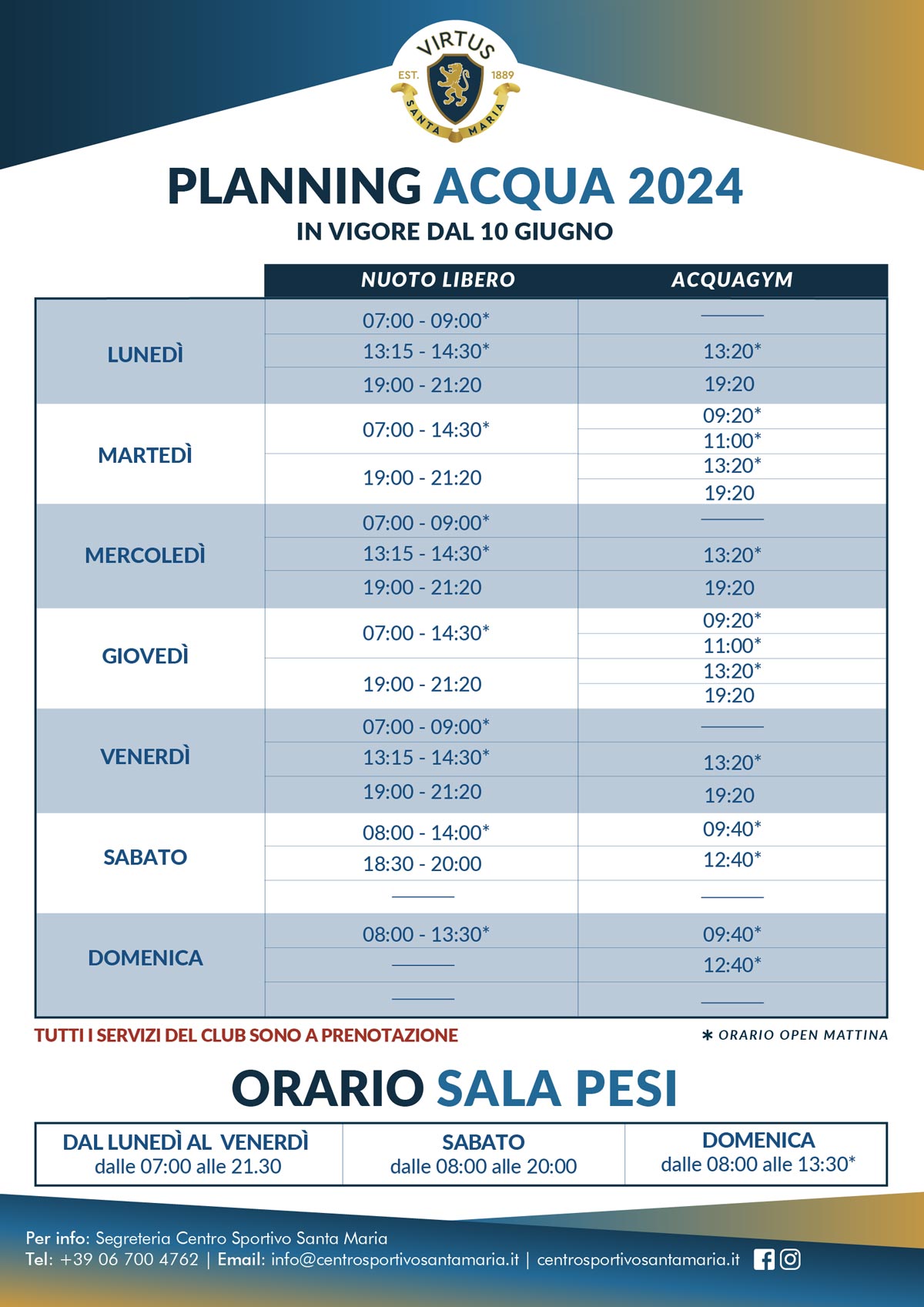 Nuovo Orario Planning Acqua Nuovo Orario Planning Acqua